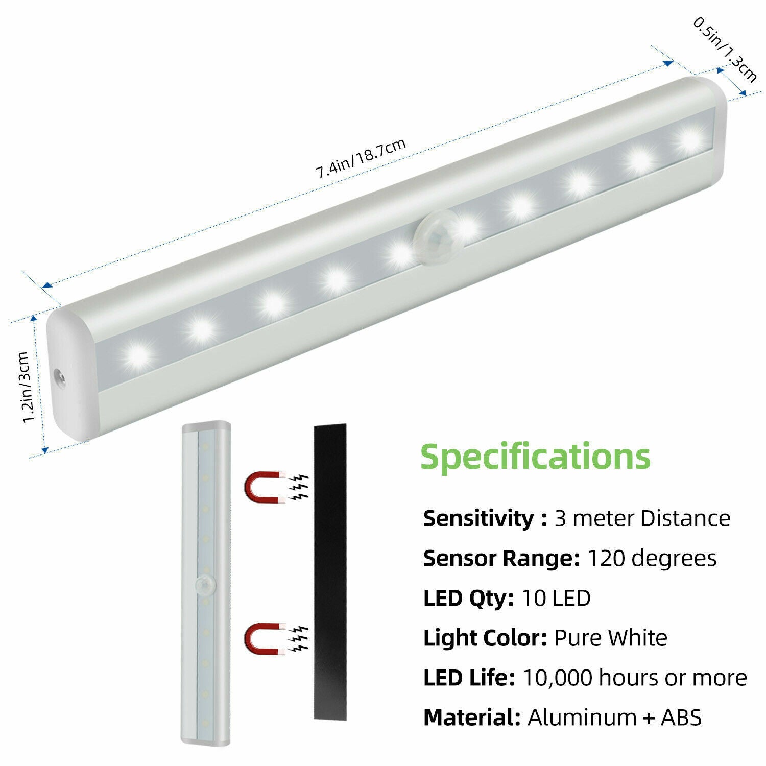 LED Motion Sensor Lights 10 LED Closet Battery Operated Night Lights Wardrobe