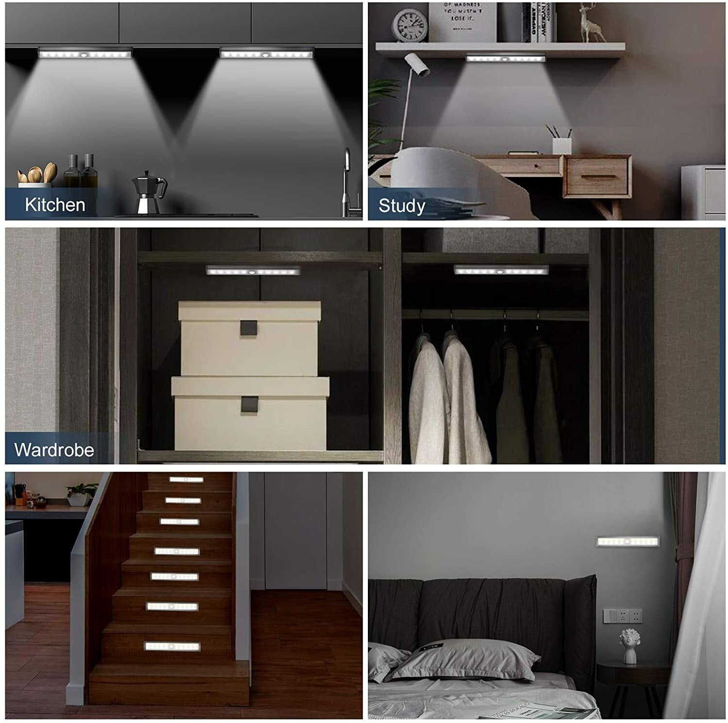 LED Motion Sensor Lights 10 LED Closet Battery Operated Night Lights Wardrobe
