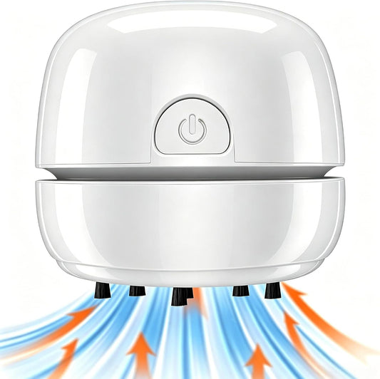 Desktop Vacuum Cleaner USB Recharging, Portable Mini Vacuum Cleaner for Cleaning Eraser Crumbs, Dust, Crumbs, Computer Keyboard and Car (White)