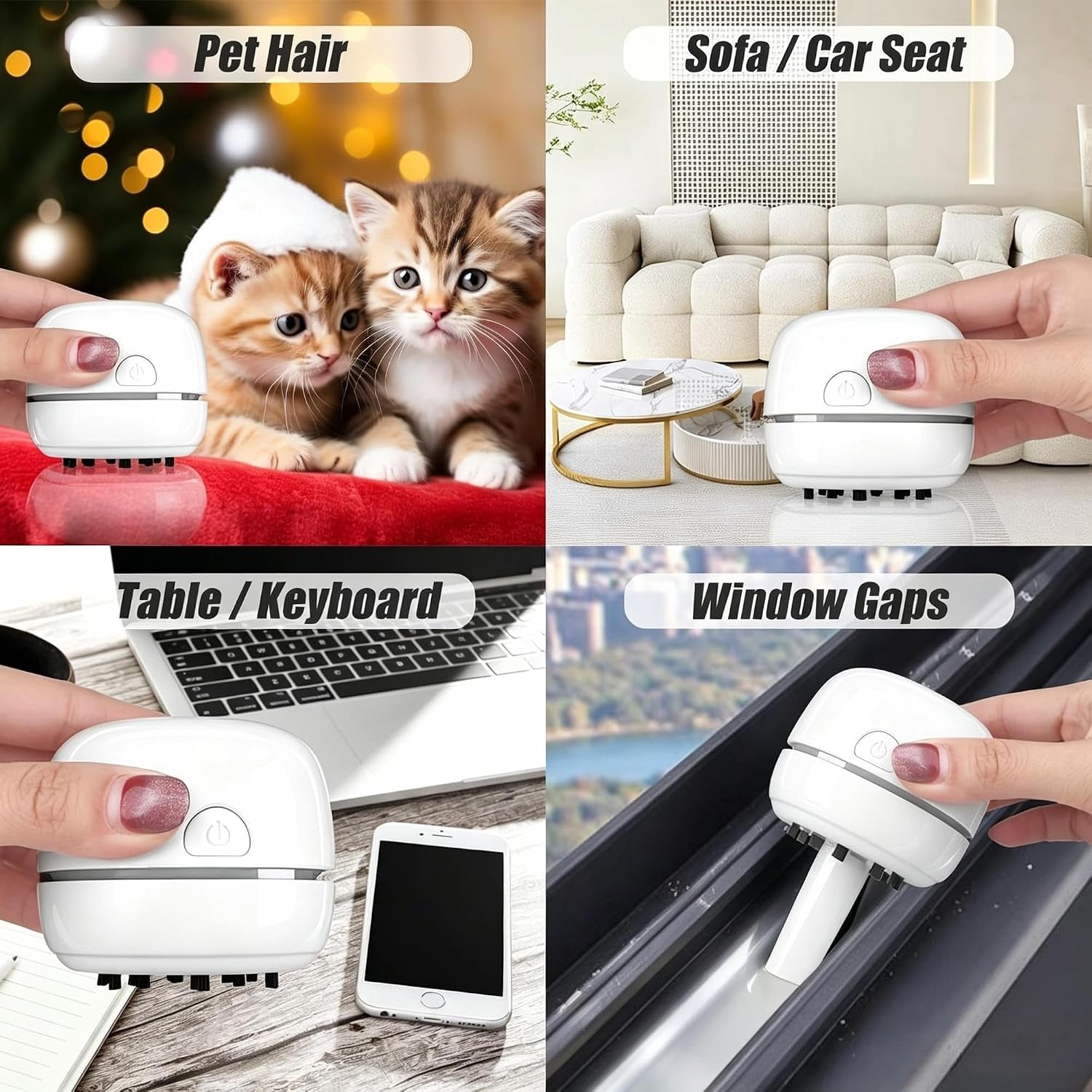 Desktop Vacuum Cleaner USB Recharging, Portable Mini Vacuum Cleaner for Cleaning Eraser Crumbs, Dust, Crumbs, Computer Keyboard and Car (White)