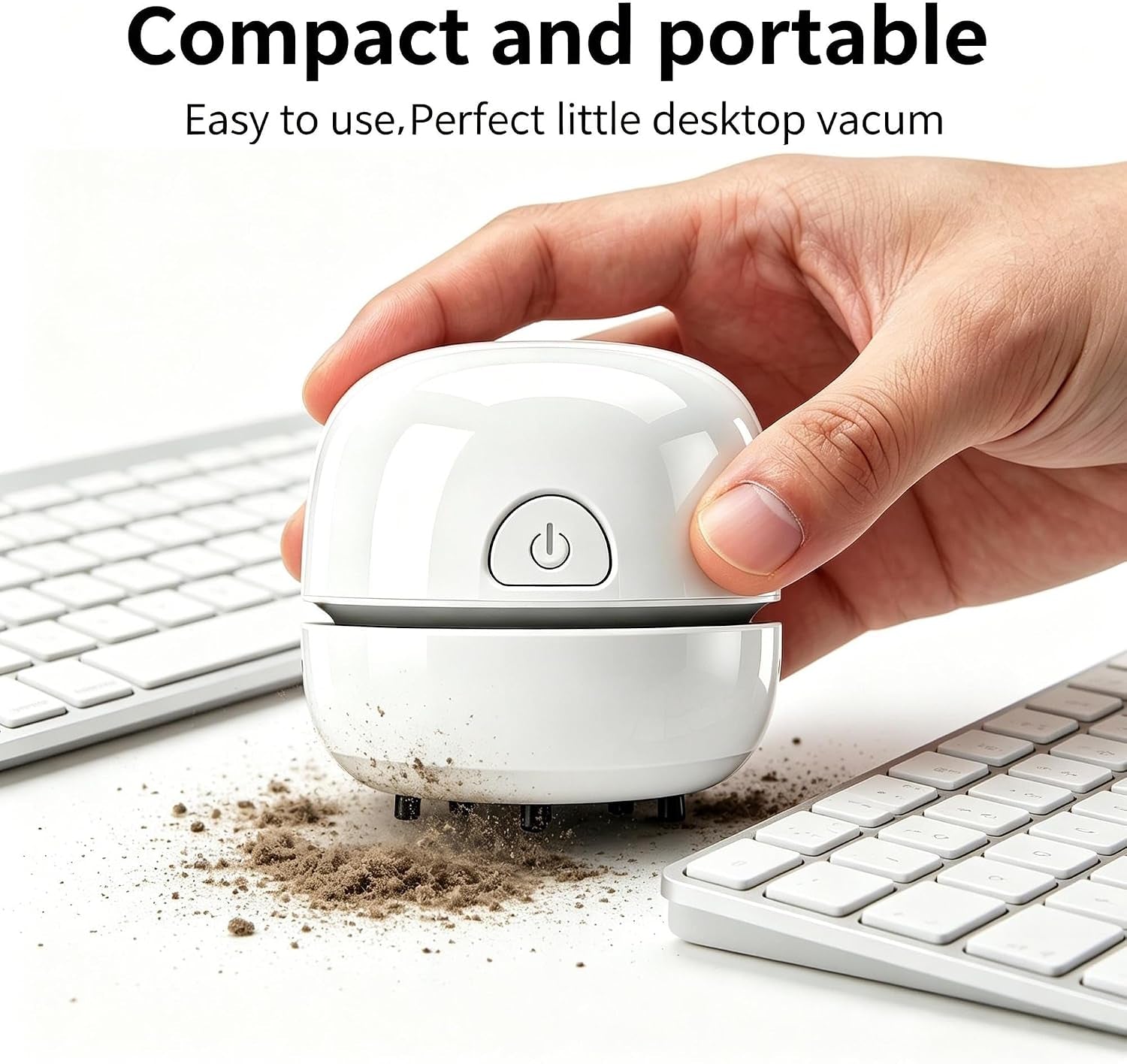 Desktop Vacuum Cleaner USB Recharging, Portable Mini Vacuum Cleaner for Cleaning Eraser Crumbs, Dust, Crumbs, Computer Keyboard and Car (White)