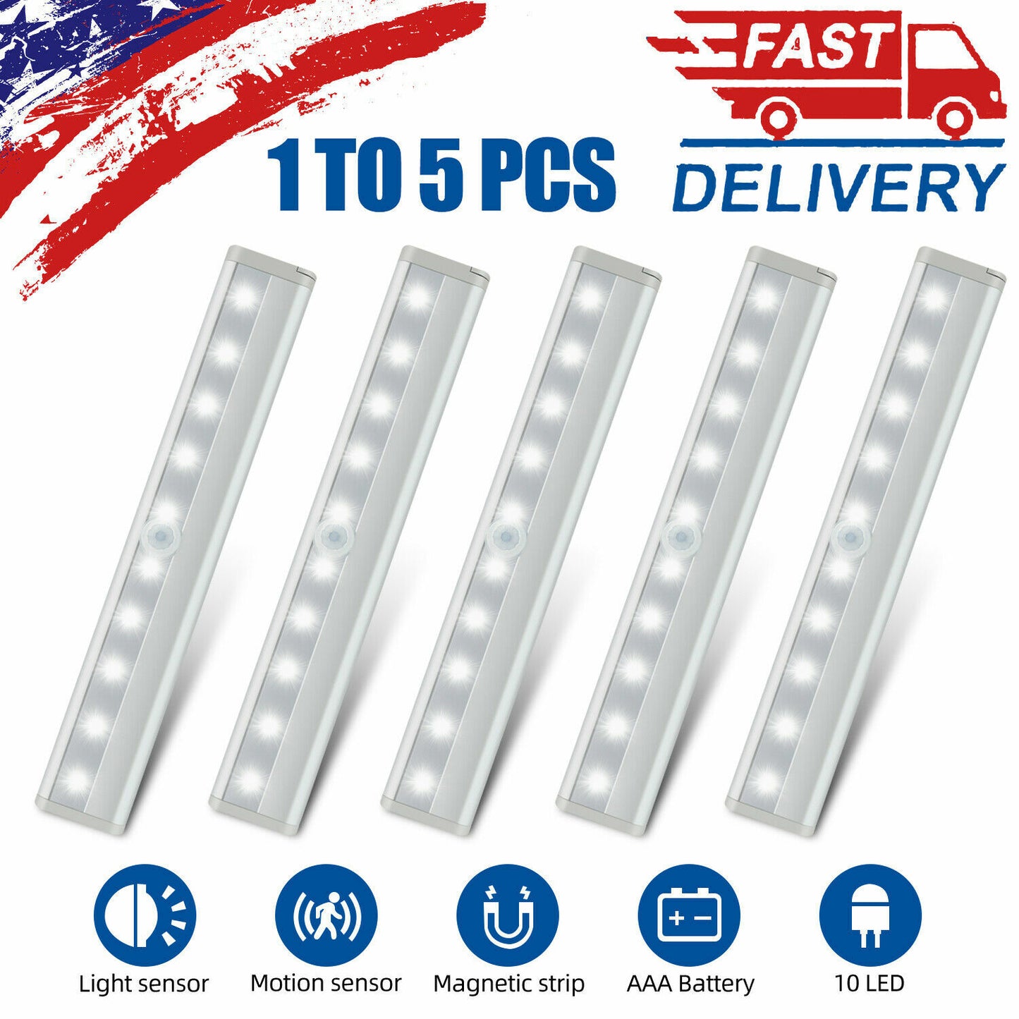 LED Motion Sensor Lights 10 LED Closet Battery Operated Night Lights Wardrobe