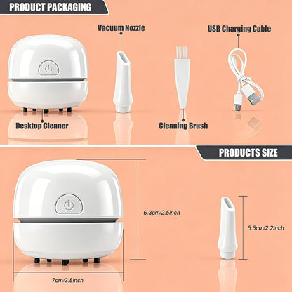 Desktop Vacuum Cleaner USB Recharging, Portable Mini Vacuum Cleaner for Cleaning Eraser Crumbs, Dust, Crumbs, Computer Keyboard and Car (White)